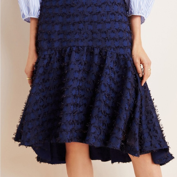 Anthropologie Maeve Miranda Textured Navy Blue A-Line Midi Skirt M - Picture 8 of 8